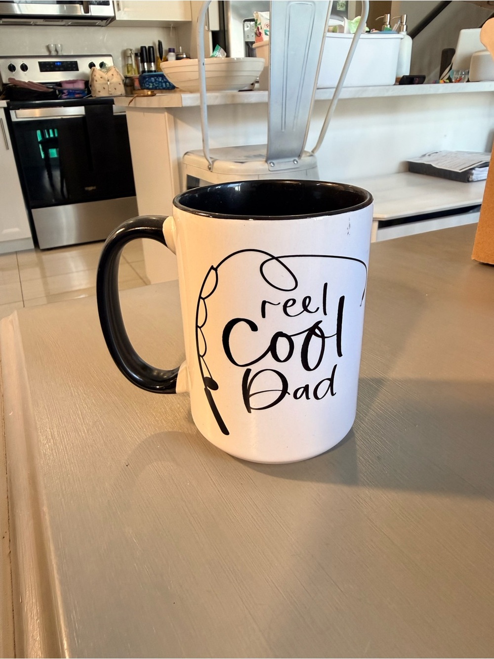 Reel Cool Dad Ceramic Coffee Mug - White and Black